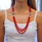 Platinum Multi-Strands Necklace with Coral Emeralds and Diamonds 5