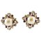 Stud Earrings in 14K White and Rose Gold with Diamonds Amethysts and Pearls, Image 1