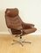 Scandinavian Lounge Chair with Footstool in Brown Leather from Skoghaus Industri, 1960s 2