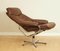 Scandinavian Lounge Chair with Footstool in Brown Leather from Skoghaus Industri, 1960s 5