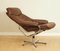 Scandinavian Lounge Chair with Footstool in Brown Leather from Skoghaus Industri, 1960s, Image 5
