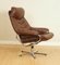 Scandinavian Lounge Chair with Footstool in Brown Leather from Skoghaus Industri, 1960s, Image 4