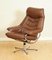 Scandinavian Lounge Chair with Footstool in Brown Leather from Skoghaus Industri, 1960s 3