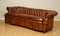 Serpentine Club Chesterfield Sofa in Brown Hand-Dyed Leather, Image 2