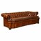 Serpentine Club Chesterfield Sofa in Brown Hand-Dyed Leather 1