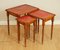 Yew and Red Leather Embossed Nesting Tables, Image 4