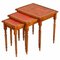 Yew and Red Leather Embossed Nesting Tables 1