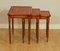 Yew and Red Leather Embossed Nesting Tables 10