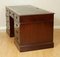 Large Mahogany Twin Pedestal Office Desk with Green Inlaid Leather Top 11