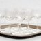 French Glass Wine Cups with Brass Tray, 1950s, Set of 9 7