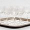 French Glass Wine Cups with Brass Tray, 1950s, Set of 9, Image 7