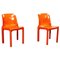 Mid-Century Italian Orange Plastic Selene Chairs by Magistretti Artemide, 1960s, Set of 2 1