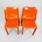Italienische Mid-Century Selene Stühle aus orangefarbenem Kunststoff von Magistretti Artemide, 1960er, 2er Set 2