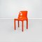 Italienische Mid-Century Selene Stühle aus orangefarbenem Kunststoff von Magistretti Artemide, 1960er, 2er Set 4