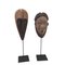 Antike afrikanische Maske aus geschnitztem Holz auf Eisenständer, 2er Set 10