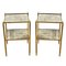 French Gilt Metal & Eglosmise Glass Side Tables, 1960s, Set of 2 1