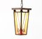 Art Deco Patinated Brass Amsterdamse School Stained Glass Lantern, 1920s 5