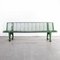 French Green Perforated Steel Outdoor Bench with Scroll Feet, 1950s 1