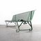 French Green Perforated Steel Outdoor Bench with Scroll Feet, 1950s 3