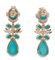 18 Karat Yellow Gold Dangle Earrings With Turquoise & Diamonds, Set of 2 3