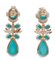 18 Karat Yellow Gold Dangle Earrings With Turquoise & Diamonds, Set of 2, Image 3