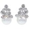 14 Karat White Gold Dangle Earrings With South-Sea Pearls & Diamonds, Set of 2 1