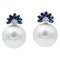14 Karat White Gold Earrings WIth South-Sea Pearls, Sapphires & Diamonds, Set of 2 1