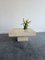 Square Block Travertine Coffee Table With Brass Lines 2
