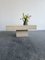 Square Block Travertine Coffee Table With Brass Lines 4