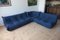 Blauer Togo Ecksessel aus Mikrofaser mit 2- und 3-Sitzer Sofa von Michel Ducaroy für Ligne Roset, 3er Set 1