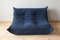 Blue Microfiber Togo Corner Chair, 2- and 3-Seat Sofa by Michel Ducaroy for Ligne Roset, Set of 3 5