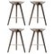 Brown Oak and Brass Counter Stools from by Lassen, Set of 4 1