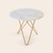 White Carrara Marble and Brass Dining ON Table by Ox Denmarq 2
