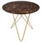 Brown Emperador Marble and Brass Dining O Table by Ox Denmarq 1