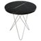 Grande Table d'Appoint O Mini en Marbre Marquina Noir et Acier par Ox Denmarq 1