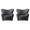 Anthracite Sheepskin The Tired Man Lounge Chair from by Lassen, Set of 2 1