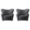 Anthracite Sheepskin The Tired Man Lounge Chair from by Lassen, Set of 2, Image 1