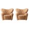 Honey Sheepskin The Tired Man Lounge Chair from by Lassen, Set of 2 1