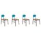 Chaise Bokken avec Structure en Hêtre Turquoise par Colé Italia, Set de 4 1