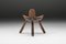 Rustic Wabi Sabi Tripod Stool With Wood Grain Pattern, 1940s, Image 6