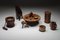 Rustic Wabi Sabi Tripod Stool With Wood Grain Pattern, 1940s 11