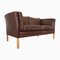 Dänisches Vintage Mid-Century 2-Sitzer Vintage Sofa aus dunklem cognacfarbenem Leder, 1970er 1