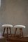 Mid-Century Modern Danish Stools in Oak and Bouclé, 1950s, Set of 2 1