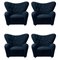 Blue Sahco Zero The Tired Man Lounge Chairs from by Lassen, Set of 4 1