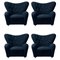 Blue Sahco Zero The Tired Man Lounge Chairs from by Lassen, Set of 4, Image 1
