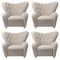 Dark Beige Sahco Zero the Tired Man Lounge Chairs from by Lassen, Set of 4 1