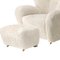 Off White Sheepskin The Tired Man Lounge Chair and Footstool from by Lassen, Set of 2, Image 3