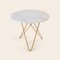 Large White Carrara Marble and Brass Dining ON Table by Ox Denmarq 2