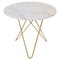 Large White Carrara Marble and Brass Dining ON Table by Ox Denmarq 1