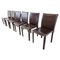 Vintage Dining Chairs in Brown Leather from Arper Italy, 1980s, Set of 6 1